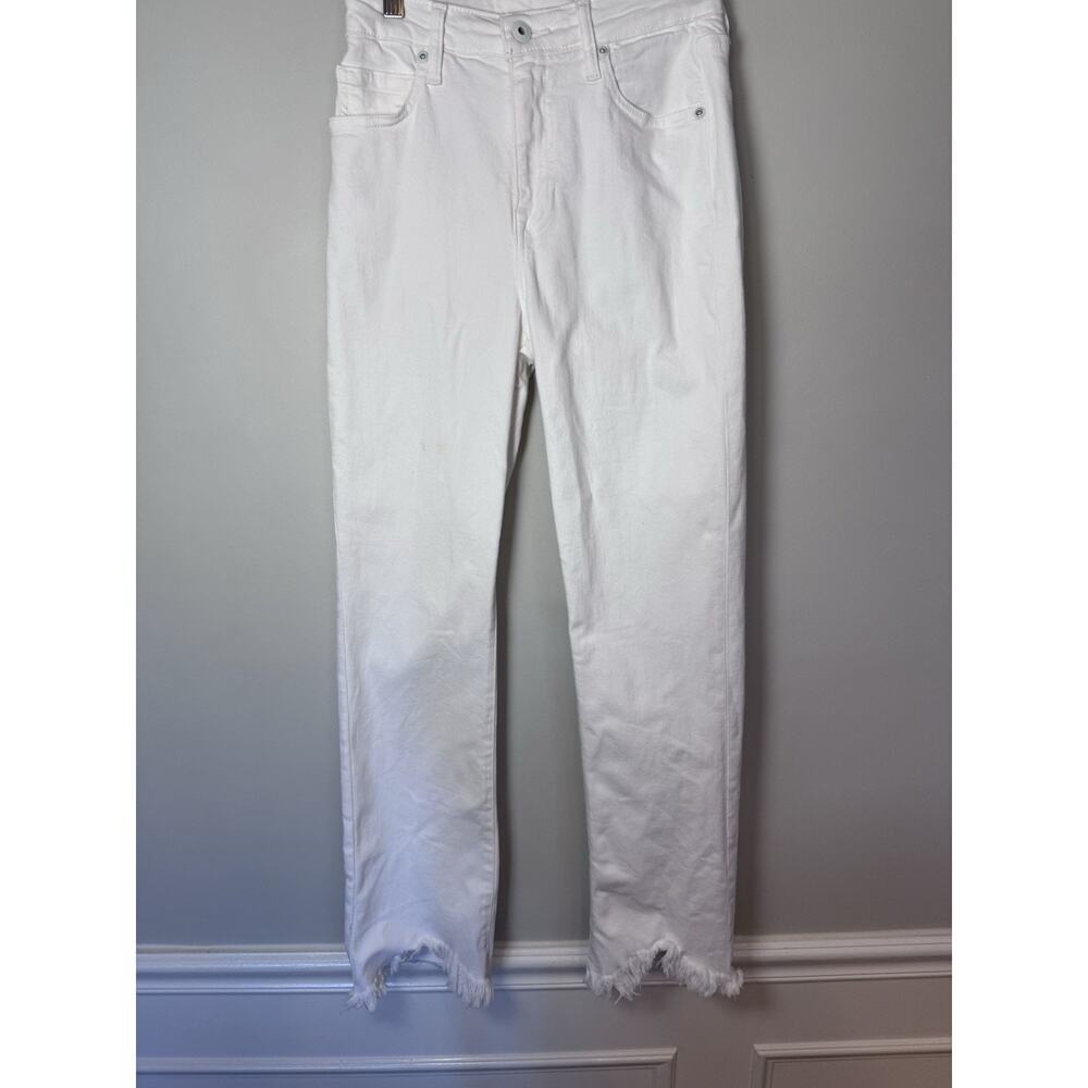 Jonathan Simkhai White High Rise Jeans Distressed Hem Stretch Sz 24 NEW Read
